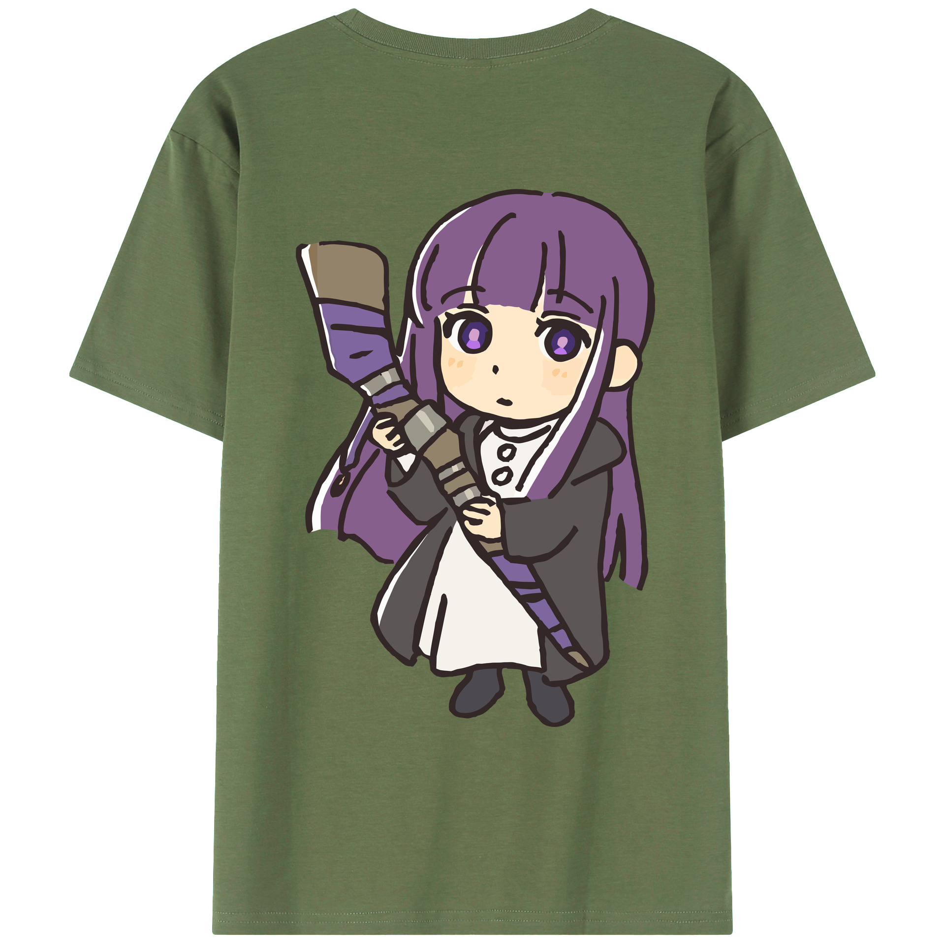 （画像用） 葬送のフリーレン Frieren 綿100％ メンズ半袖Tシャツ（バックプリント） 通気性